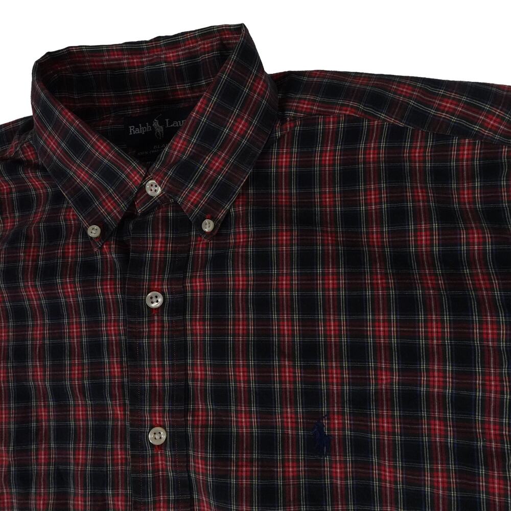 Ralph Lauren Vintage Y2K Grunge Hong Kong Plaid Button Up Shirt Men's Large